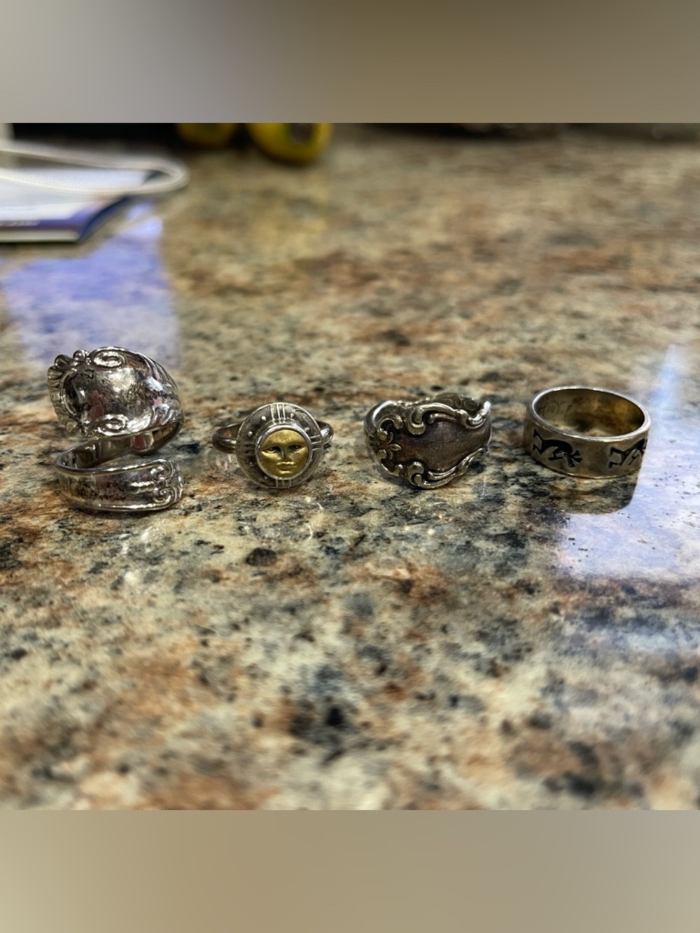 Costume rings - spoon, sun, kokopelli size around size 6.5-7's